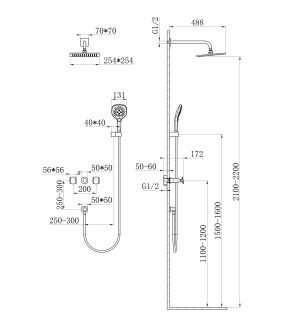 Душевой комплект Wonzon & Woghand Shakespeare WW-654701-DG тёмное золото